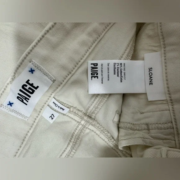 Paige Sloane 27 Women’s Ivory Denim Jeans Modern Low Rise Boot Cut Stretch Pants - Picture 7 of 10